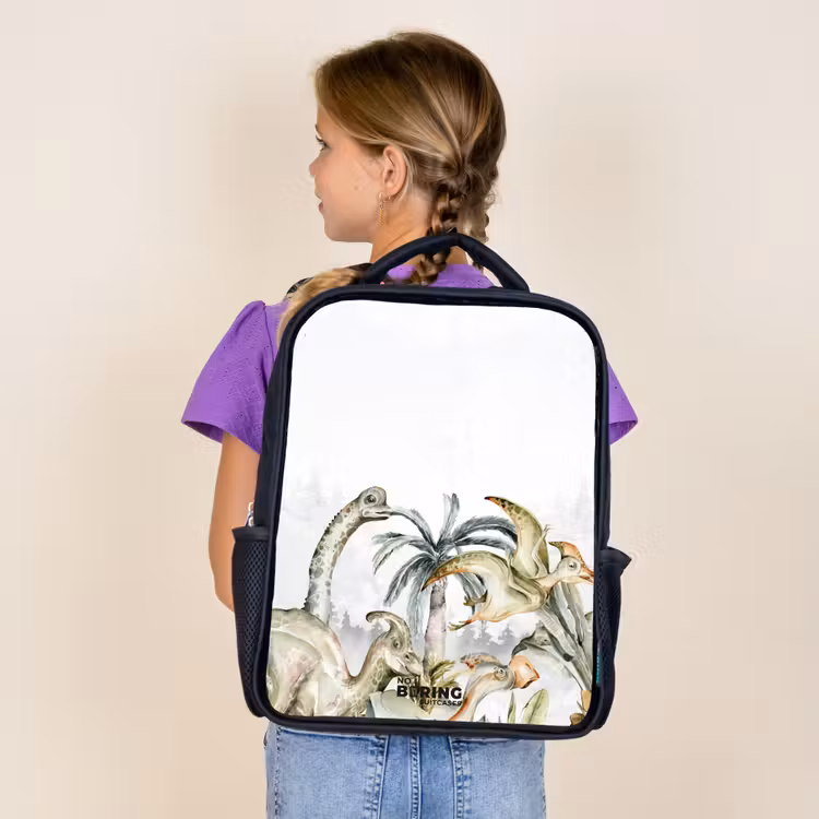 Kids backpack - Black - Dinos in a rugged landscape — 4