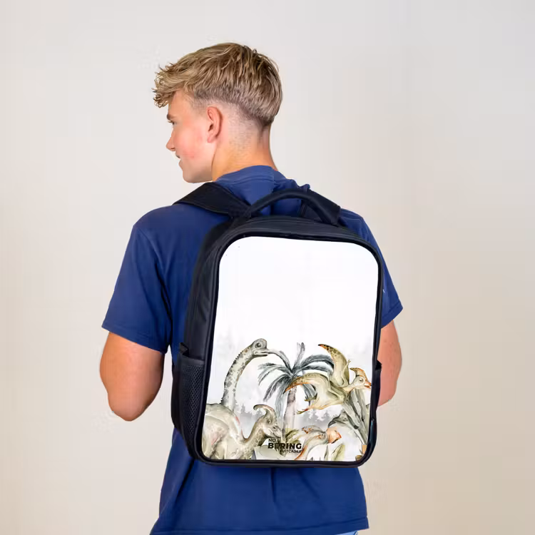 Kids backpack - Black - Dinos in a rugged landscape — 5