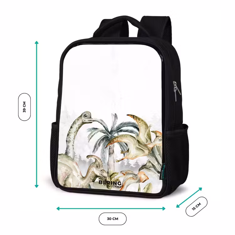 Kids backpack - Black - Dinos in a rugged landscape — 8