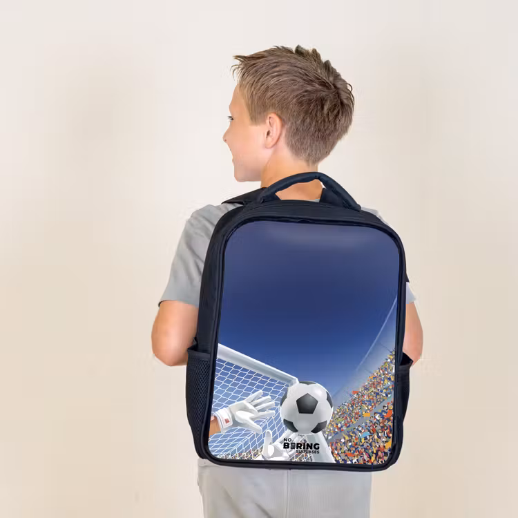 Kids backpack - Black - Goalkeeper stopping a soccer ball — 2