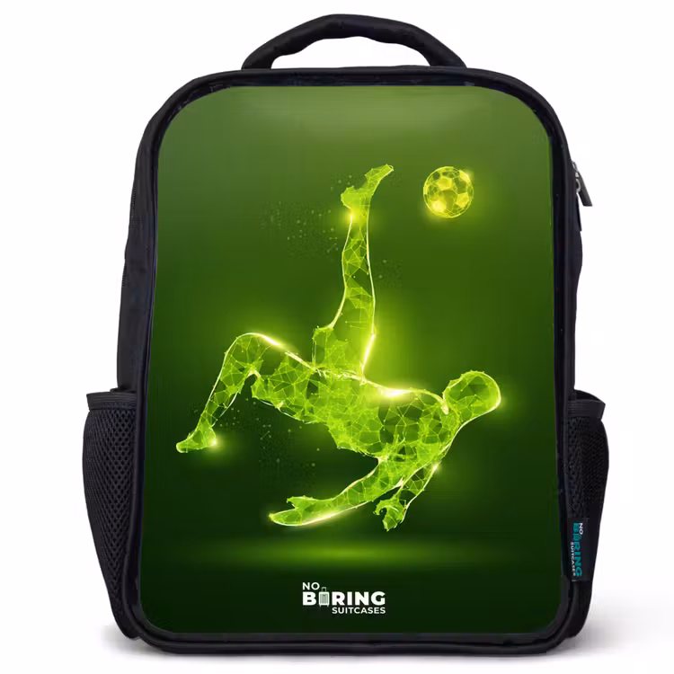 Kids backpack - Black - Green neon embrace in action — 1