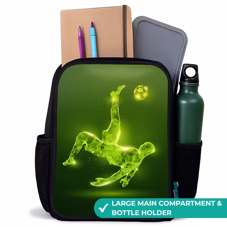 Kids backpack - Black - Green neon embrace in action — 10