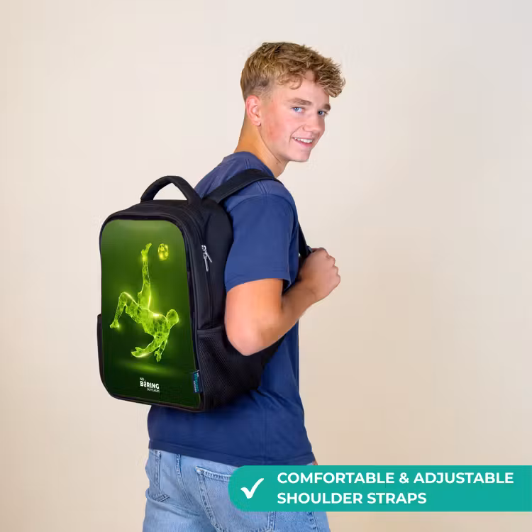 Kids backpack - Black - Green neon embrace in action — 11
