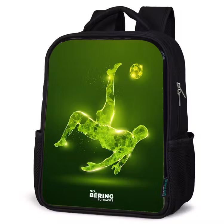 Kids backpack - Black - Green neon embrace in action — 6