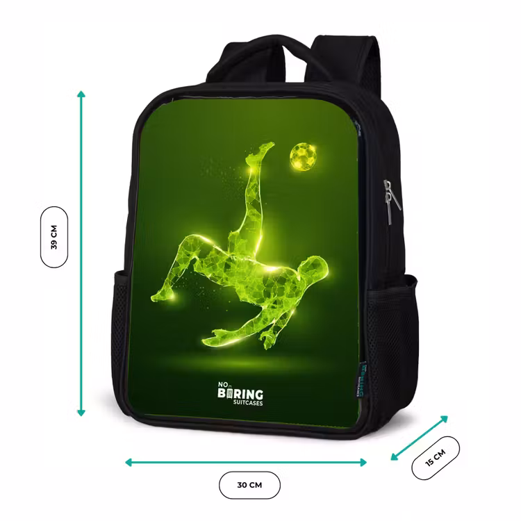 Kids backpack - Black - Green neon embrace in action — 8