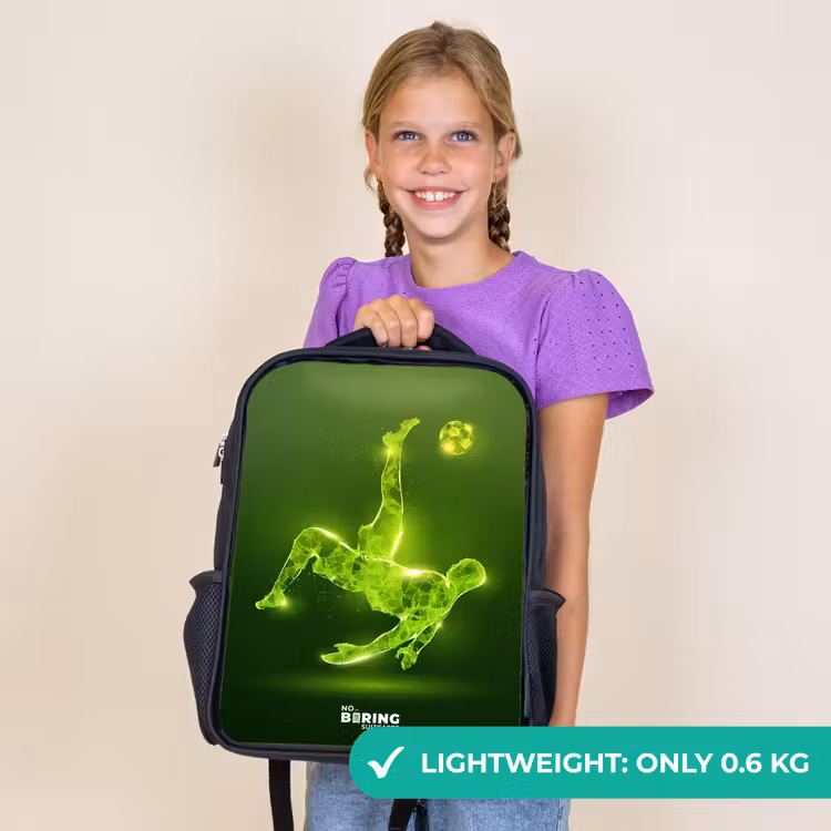 Kids backpack - Black - Green neon embrace in action — 9
