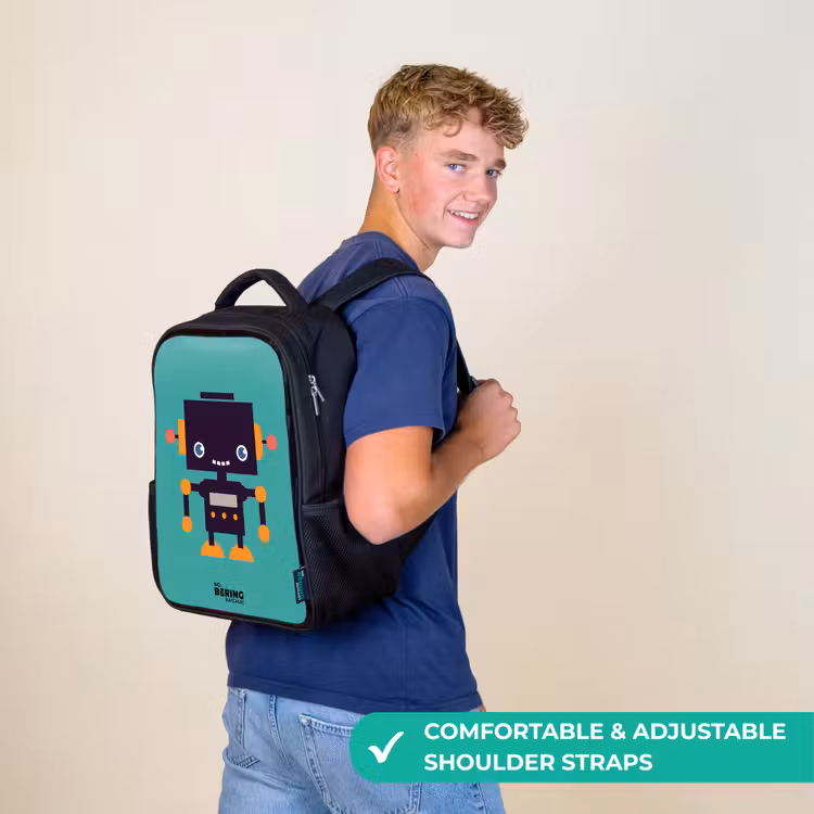Kids backpack - Black - Green robot — 11