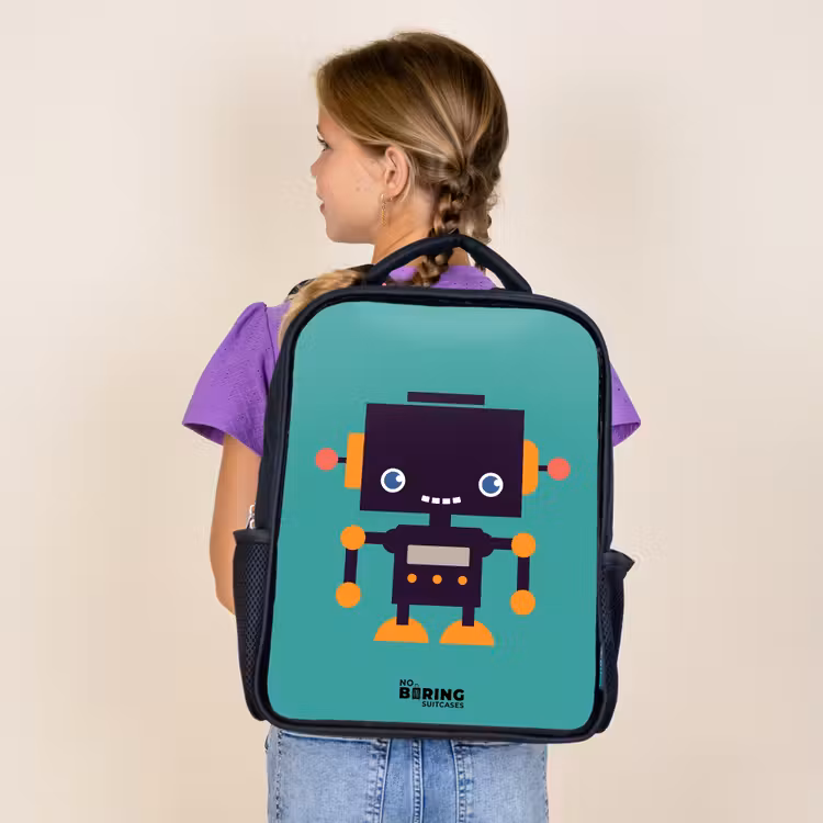 Kids backpack - Black - Green robot — 4