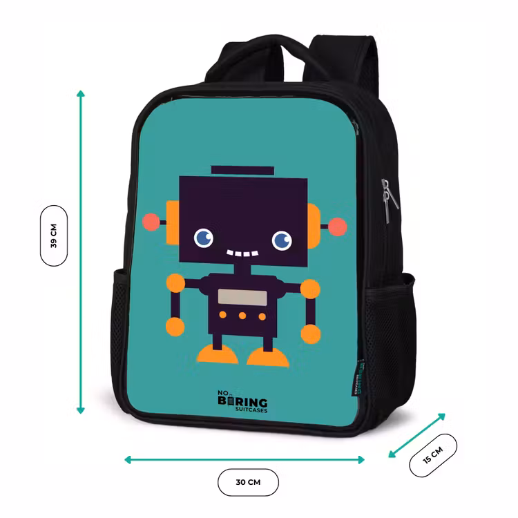 Kids backpack - Black - Green robot — 8
