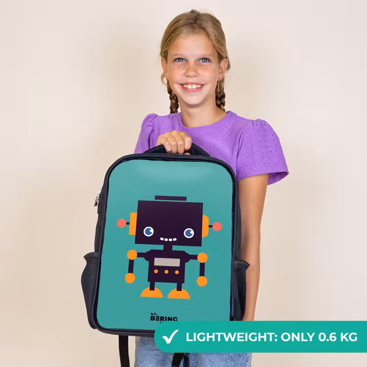 Kids backpack - Black - Green robot — 9