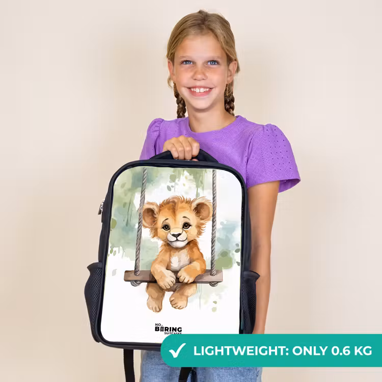 Kids backpack - Black - Lion cub with swing illustration — 9