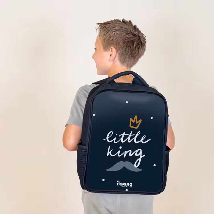 Kids backpack - Black - Little king with polka dots — 2