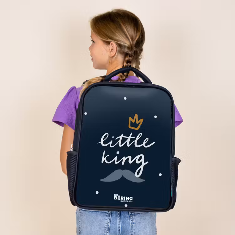 Kids backpack - Black - Little king with polka dots — 4