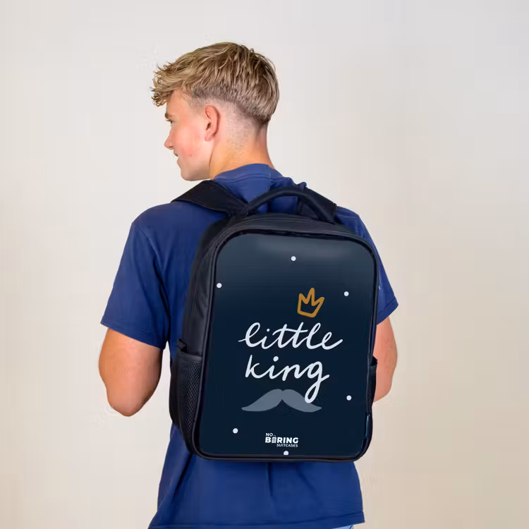 Kids backpack - Black - Little king with polka dots — 5