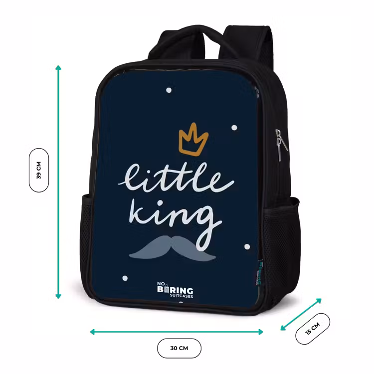 Kids backpack - Black - Little king with polka dots — 8