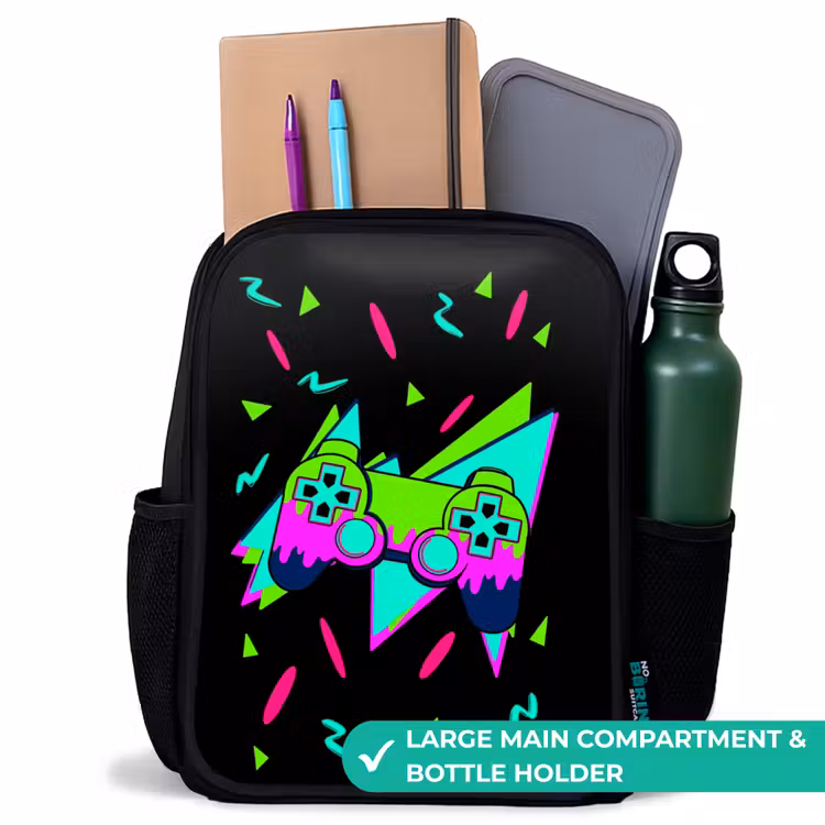 Kids backpack - Black - Neon controller on black — 10