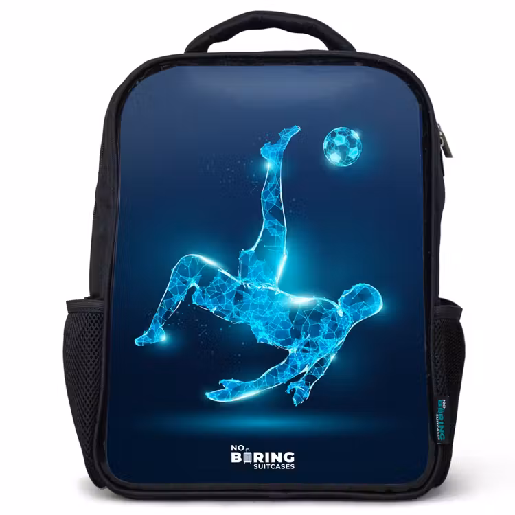Kids backpack - Black - Omake in blue neon soccer — 1