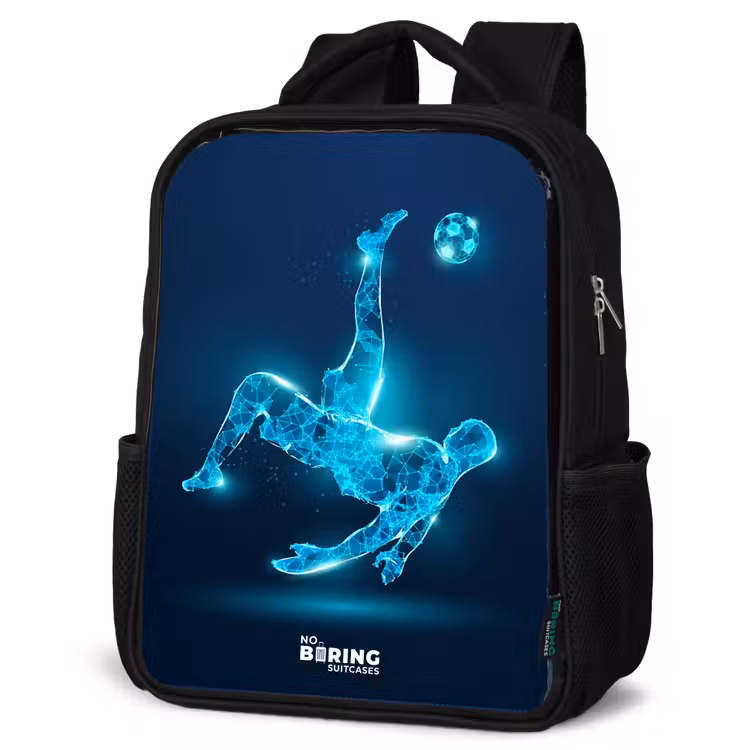 Kids backpack - Black - Omake in blue neon soccer — 6
