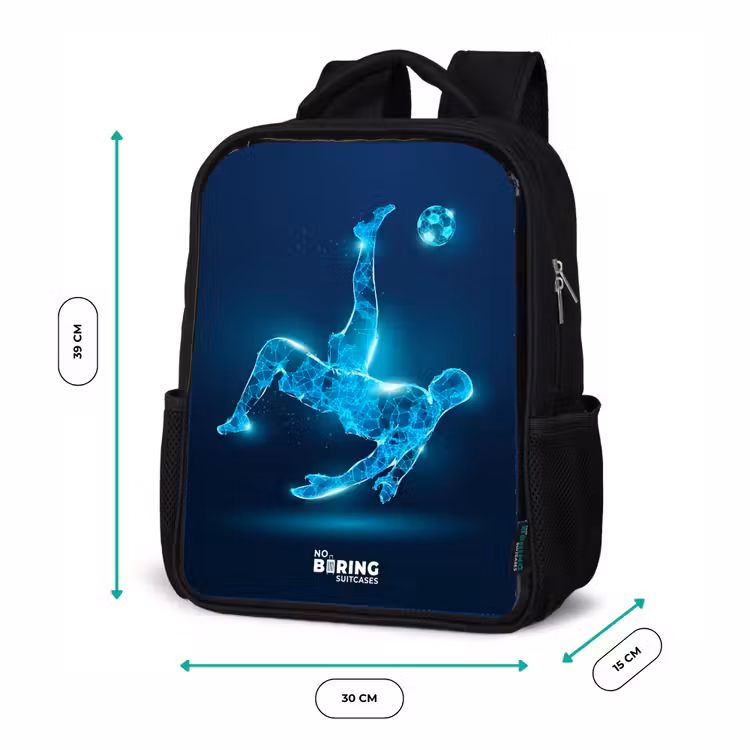 Kids backpack - Black - Omake in blue neon soccer — 8