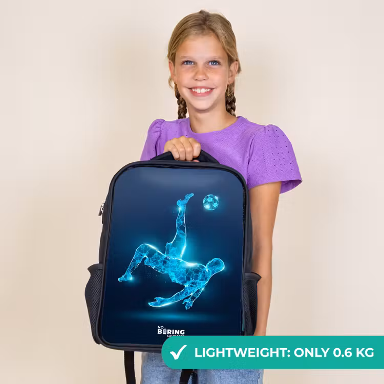 Kids backpack - Black - Omake in blue neon soccer — 9