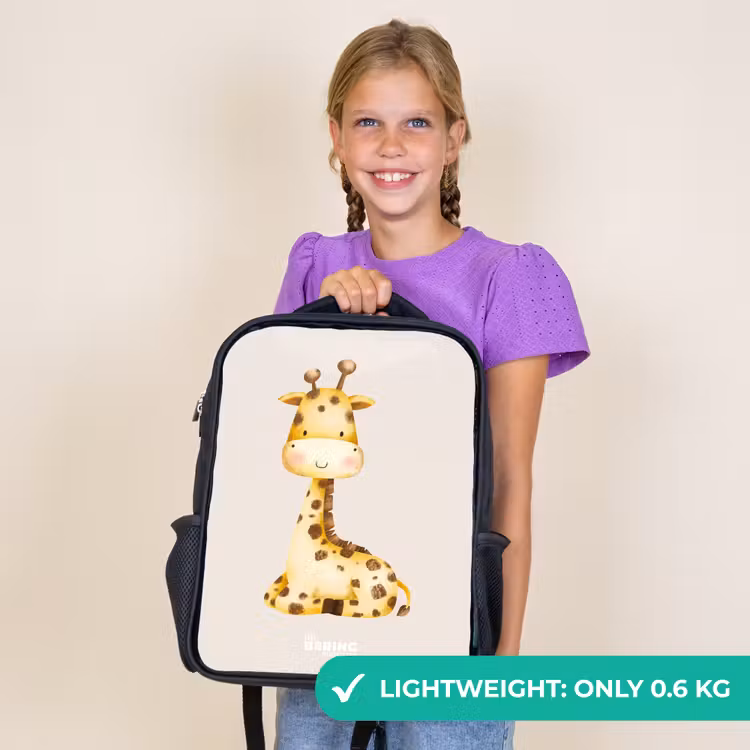 Kids backpack - Black - Reclining giraffe illustration on beige background — 9