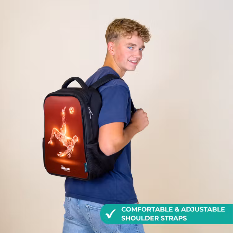 Kids backpack - Black - Red glowing soccer player in action — 11