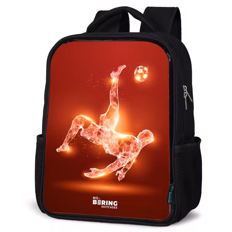 Kids backpack - Black - Red glowing soccer player in action — 6