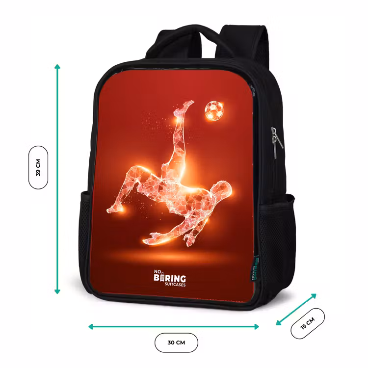 Kids backpack - Black - Red glowing soccer player in action — 8