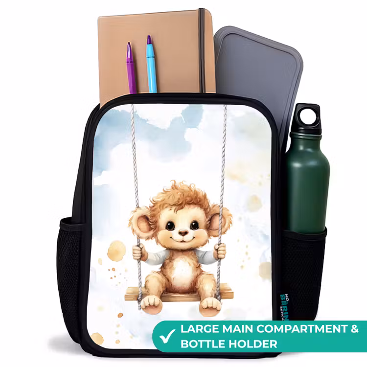Kids backpack - Black - Rocking monkey made of watercolor — 10
