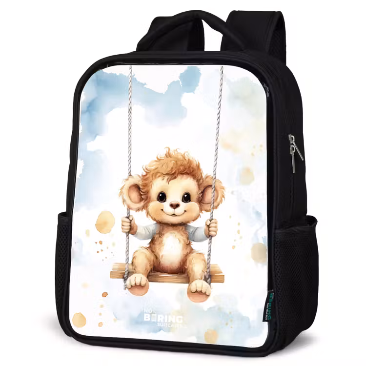 Kids backpack - Black - Rocking monkey made of watercolor — 6