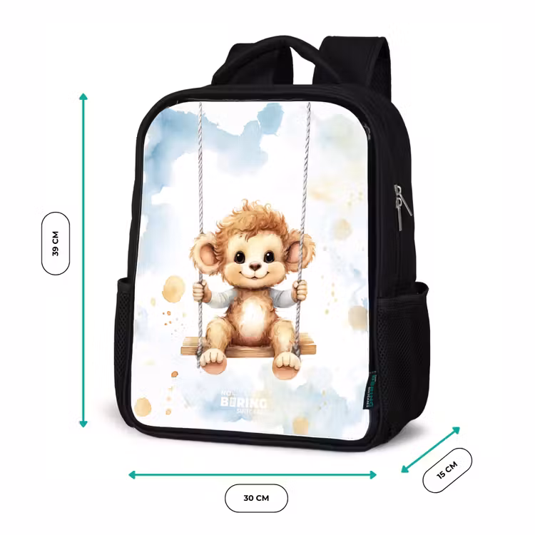 Kids backpack - Black - Rocking monkey made of watercolor — 8