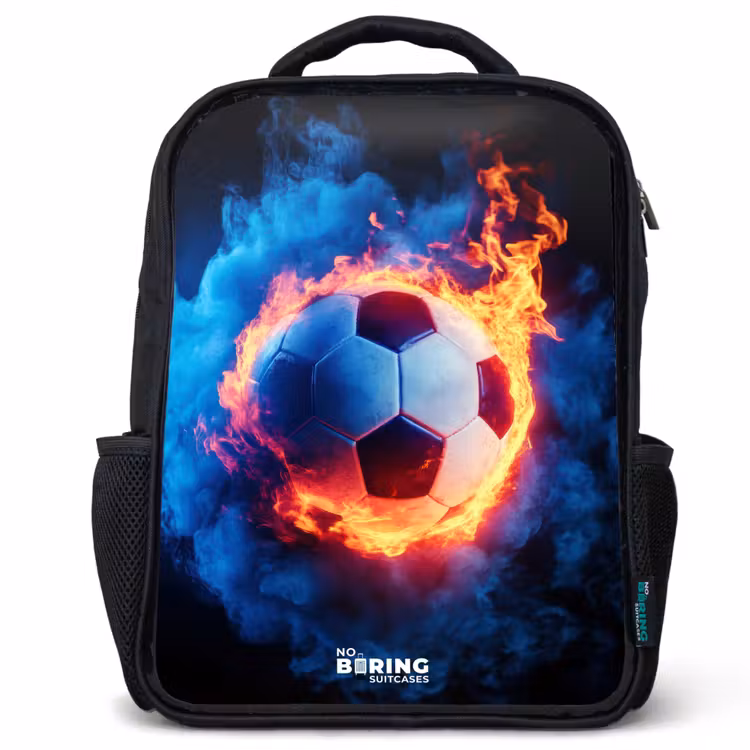 Kids backpack - Black - Soccer on fire and ice — 1