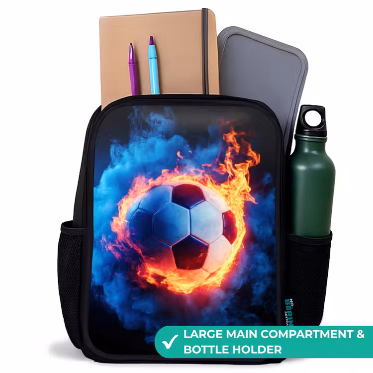 Kids backpack - Black - Soccer on fire and ice — 10