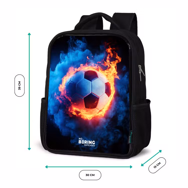 Kids backpack - Black - Soccer on fire and ice — 8