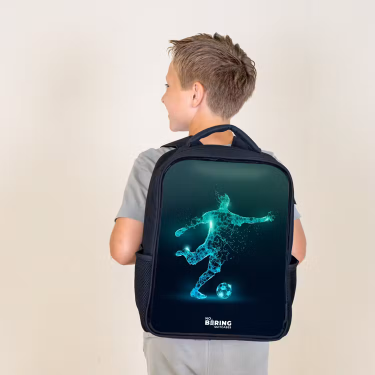 Kids backpack - Black - Soccer player forcefully kicks in digital form — 2