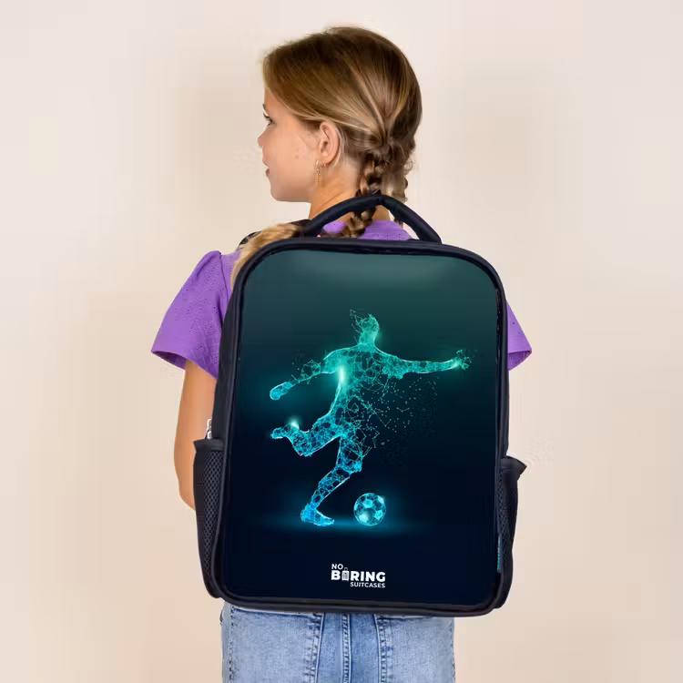 Kids backpack - Black - Soccer player forcefully kicks in digital form — 4