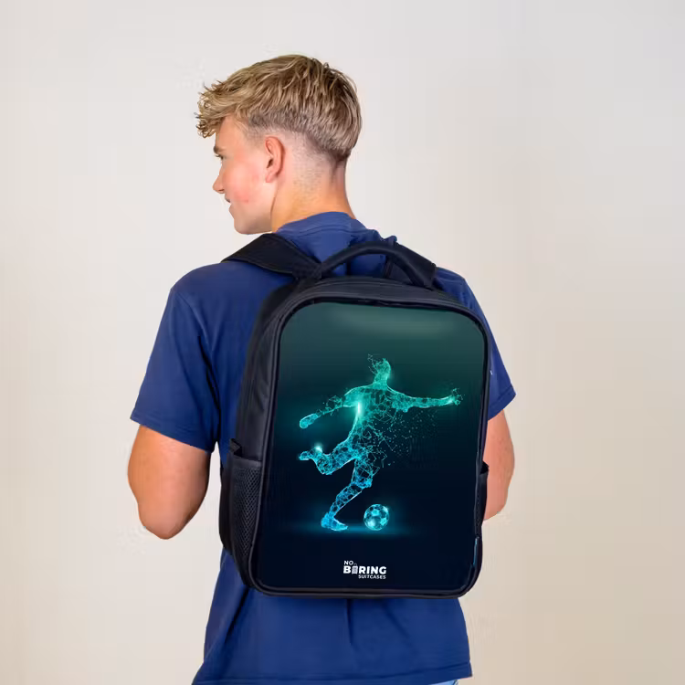 Kids backpack - Black - Soccer player forcefully kicks in digital form — 5