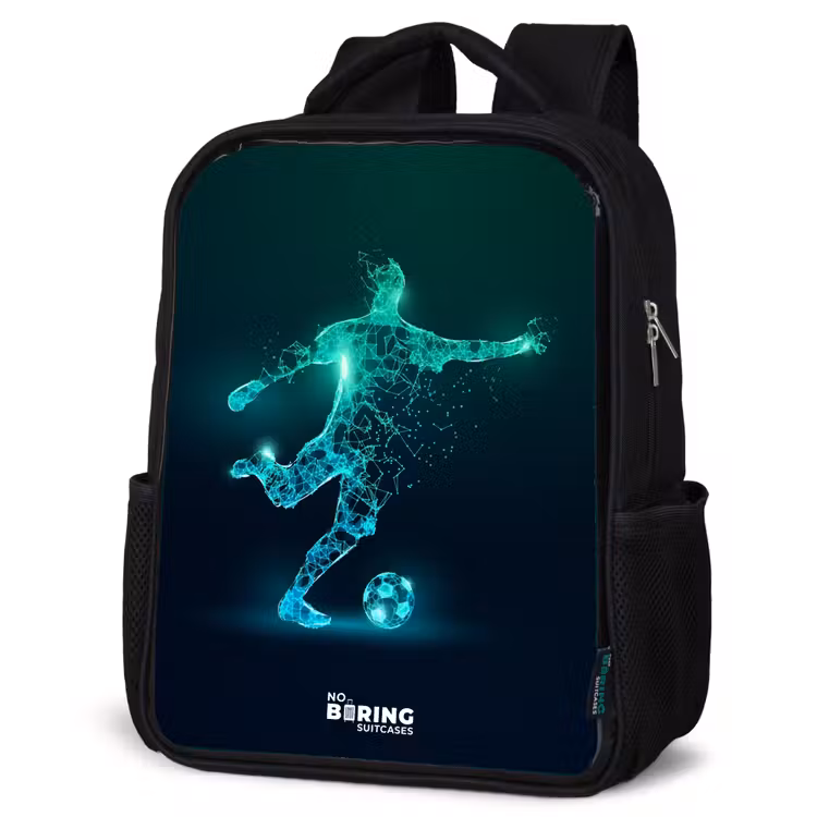 Kids backpack - Black - Soccer player forcefully kicks in digital form — 6