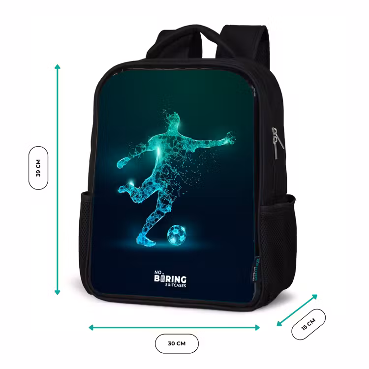 Kids backpack - Black - Soccer player forcefully kicks in digital form — 8