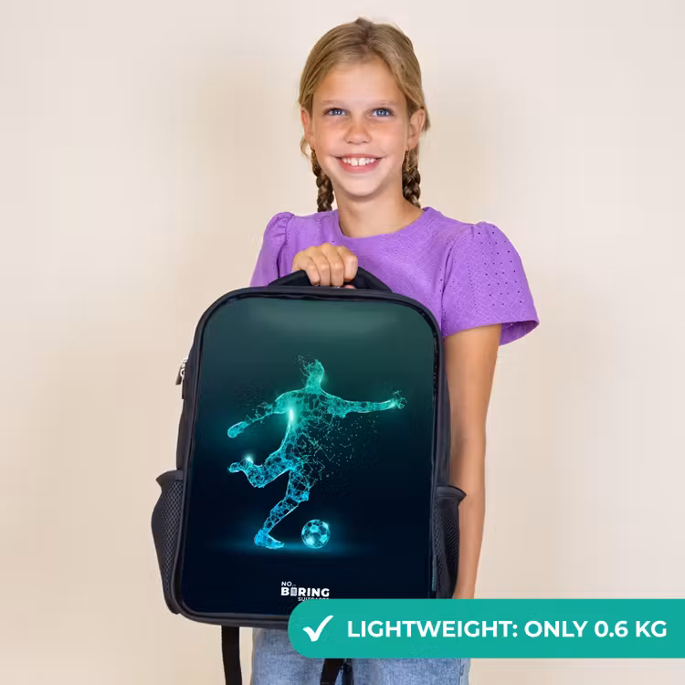 Kids backpack - Black - Soccer player forcefully kicks in digital form — 9