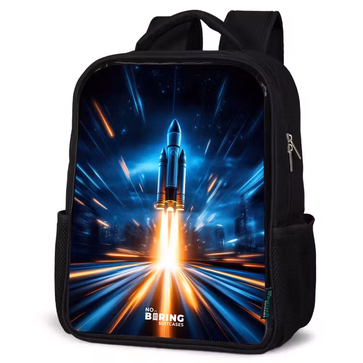 Kids backpack - Black - Space rocket takes off in nocturnal light show — 6
