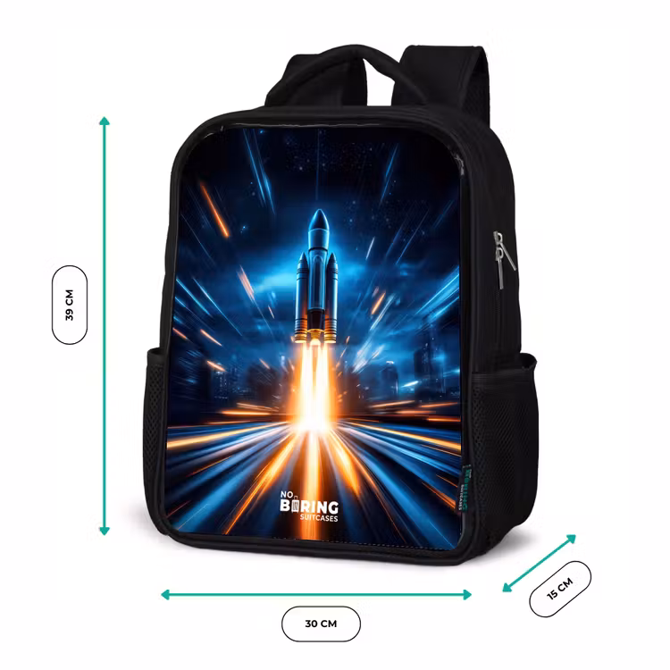 Kids backpack - Black - Space rocket takes off in nocturnal light show — 8