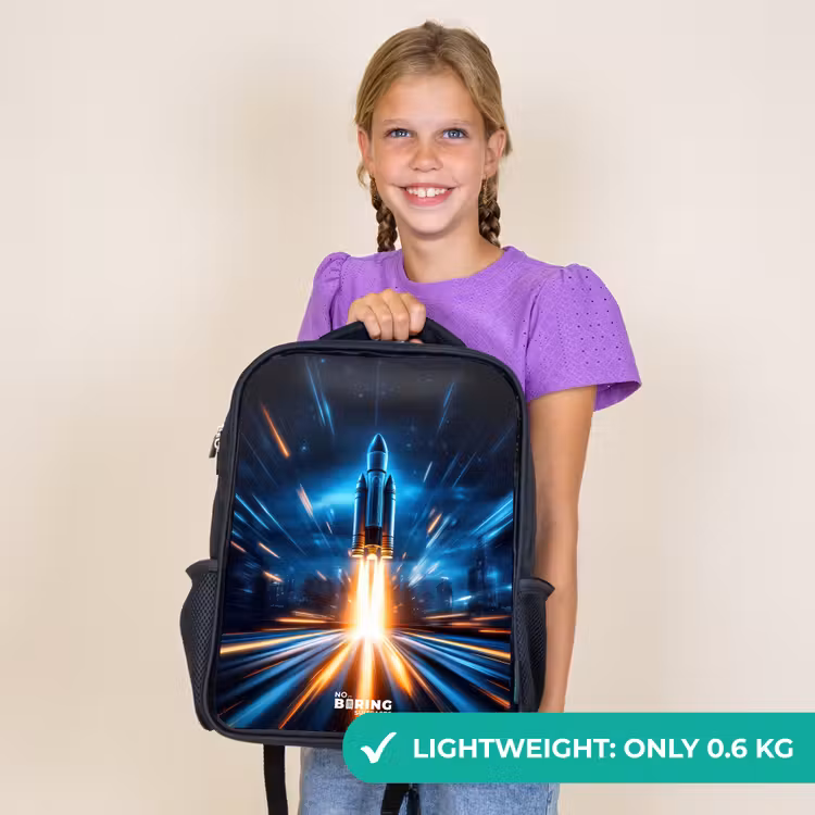 Kids backpack - Black - Space rocket takes off in nocturnal light show — 9