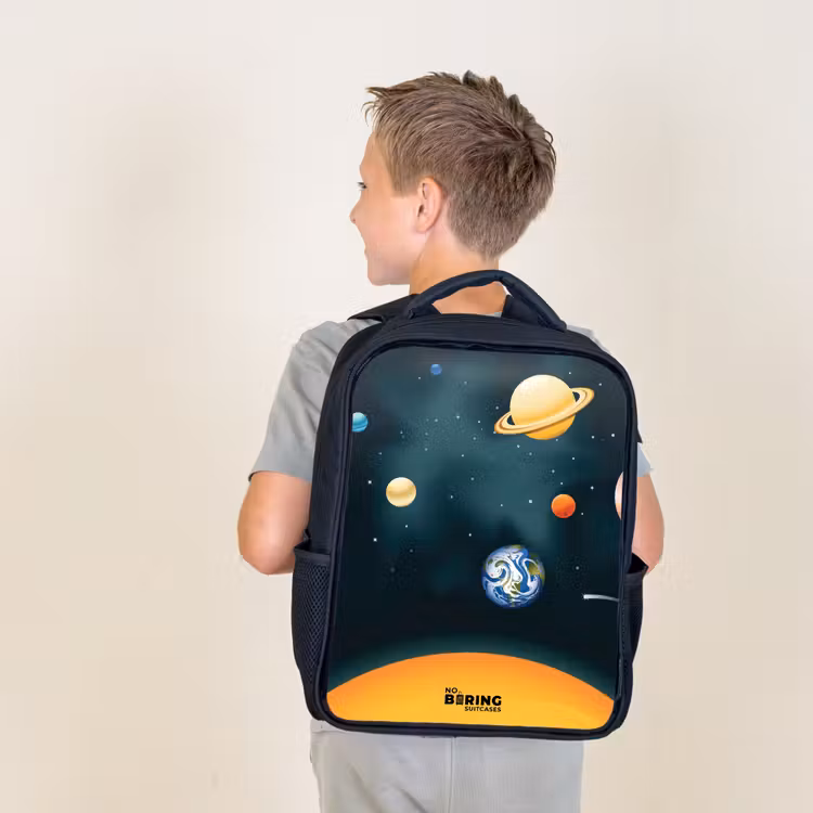 Kids backpack - Black - Space with planets — 2