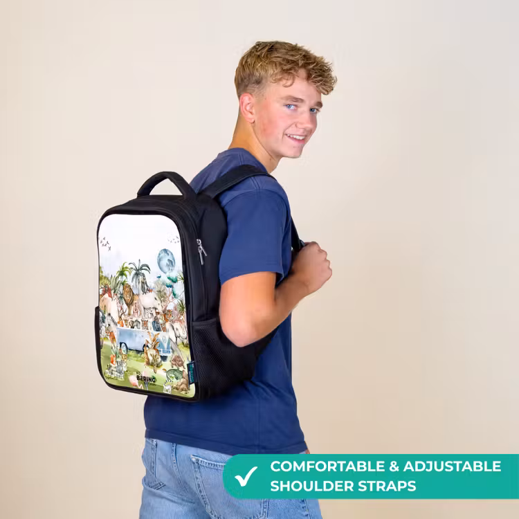 Kids backpack - Black - Van with all the animals — 11