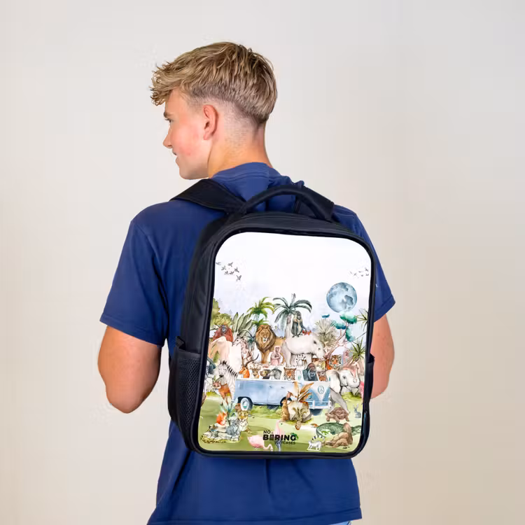 Kids backpack - Black - Van with all the animals — 5
