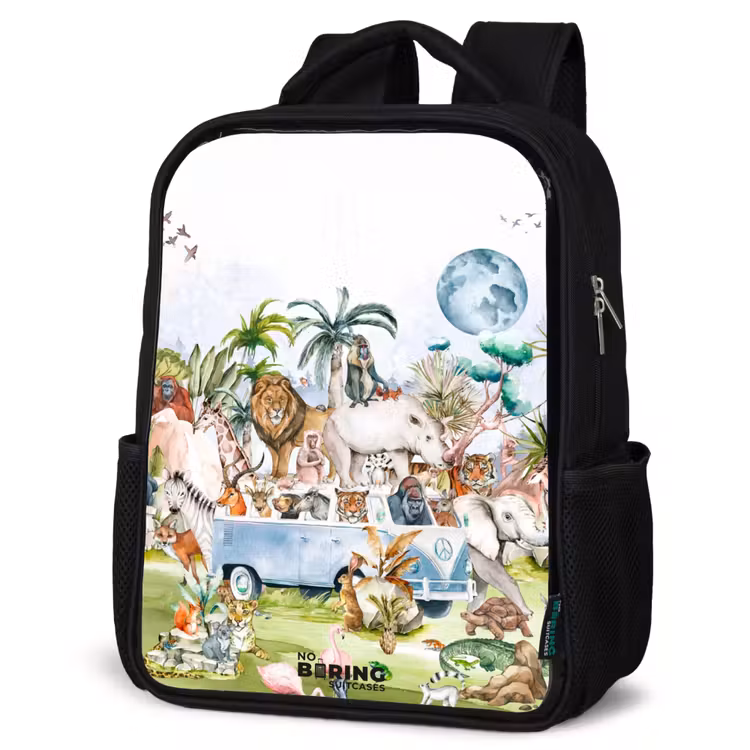 Kids backpack - Black - Van with all the animals — 6