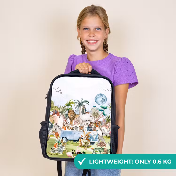 Kids backpack - Black - Van with all the animals — 9
