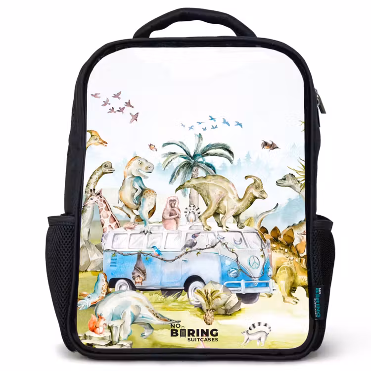 Kids backpack - Black - Van with dinos — 1