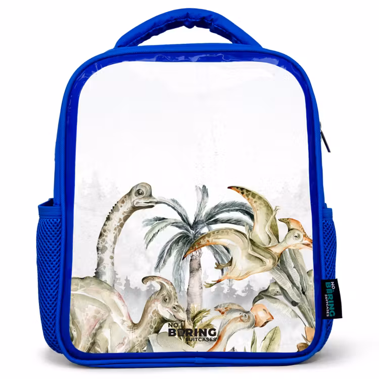 Kids backpack - Blue - Dinos in a rugged landscape — 1